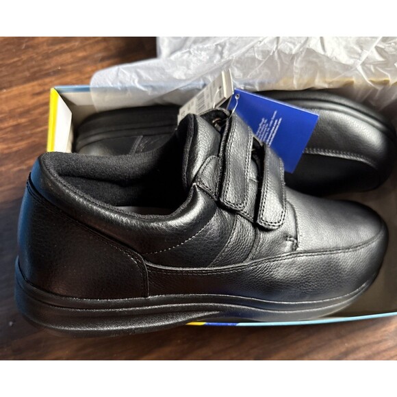 Dr. Scholl\'s Mens Shoes Black Dyna Step Strap Leather Sneakers 13 Wide 2005 Vtg main image 5